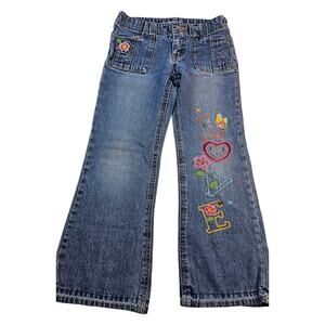Circo y2k retro embroidered flip pockets sz 8 girls flare jeans EUC